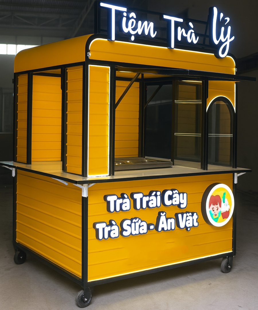 Xe trà sữa có khay topping nên chia bao nhiêu ngăn