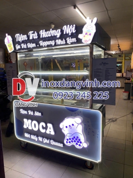 Quầy xe trà sữa Moca Inox Đăng Vinh