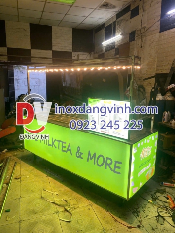 Xe bán trà sữa trái cây Milktea & More Inox Đăng Vinh