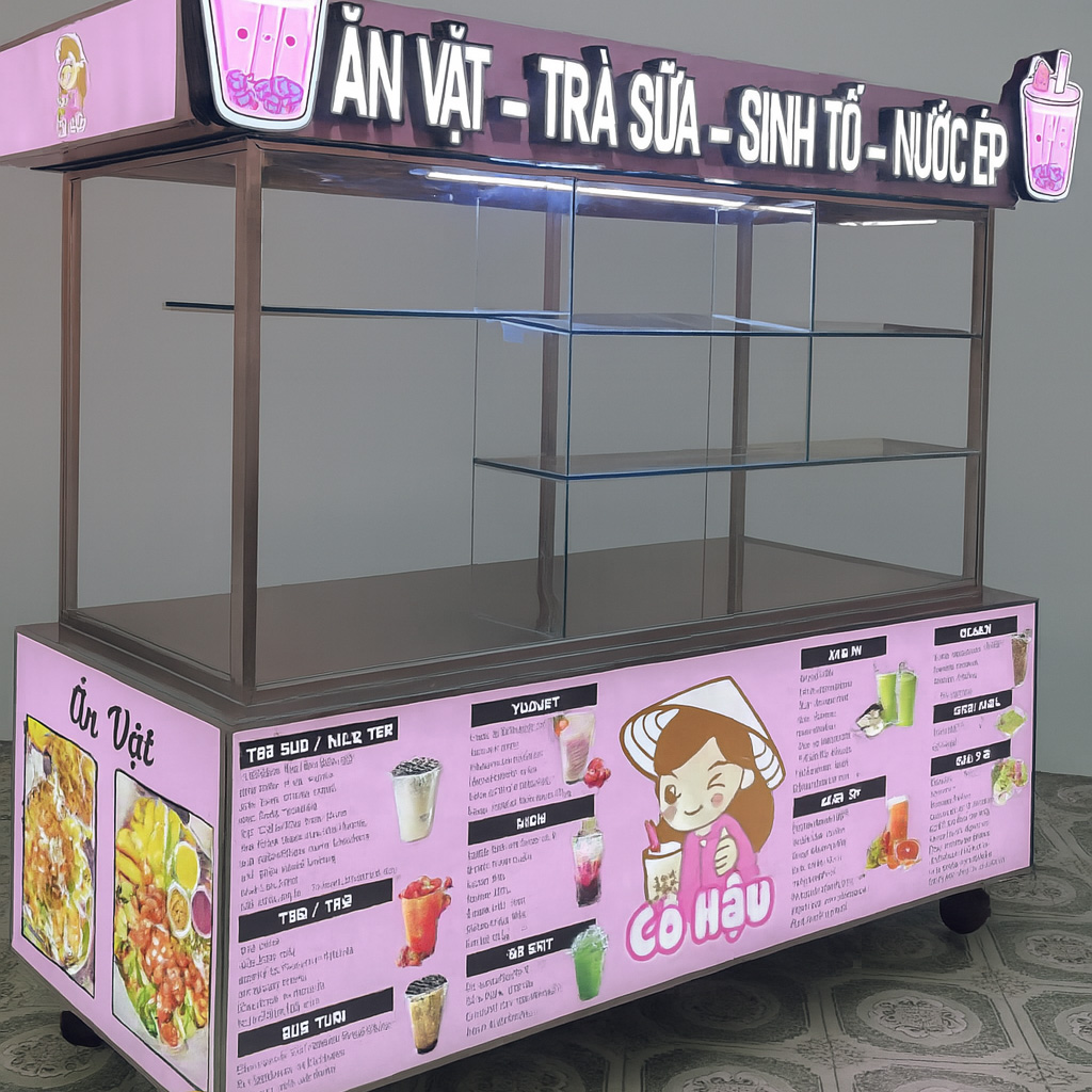 Xe bán trà sữa đồ ăn vặt nên thiết kế bao nhiêu ngăn