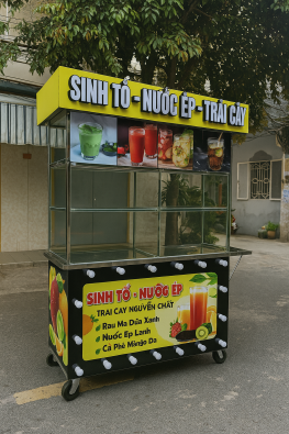 Xe bán trà sữa nước ép có cần máy ép công suất lớn Inox Đăng Vinh